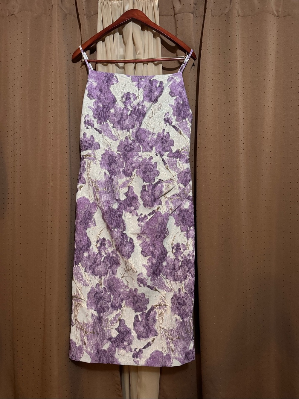 Floral Jacquard Midi Skirt in Lavender and White